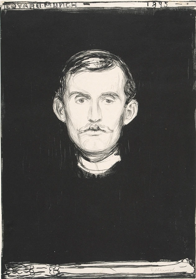 Edvard Munch, Autoportrait au bras de squelette, 1895