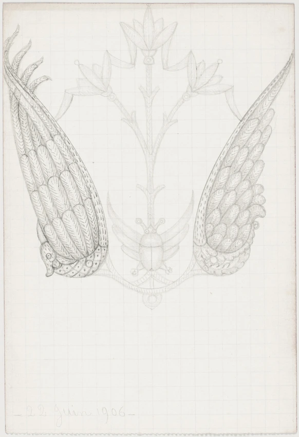 Parure pour cheveux, ailes déployées et scarabée, motif végétal - Enguerrand du Suau de la Croix