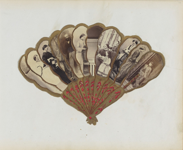 Georgiana Berkeley-Eventail avec onze portraits d'hommes, femmes et enfants