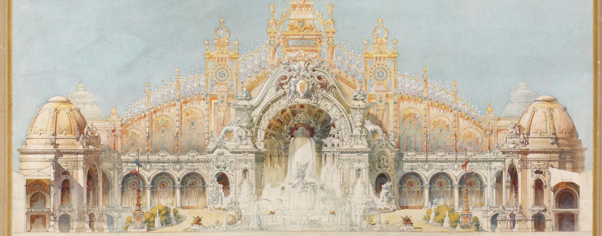 Exposition universelle de 1900, palais de l'Electricité, château d'eau et palais de la Mécanique et des Industries chimiques (en 1898), Hénard, Eugène|Paulin, Edmond