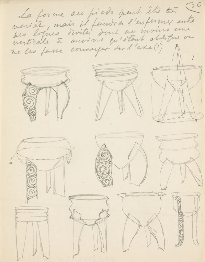 Motifs de rinceaux en volutes pour un vase d'orfèvrerie en argent - Eugène Grasset
