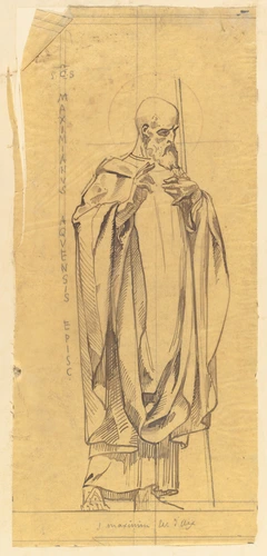 Paris, église Sainte-Marie-Madeleine, frise en mosaïque du choeur, étude pour saint Maximin d'Aix - Charles Lameire