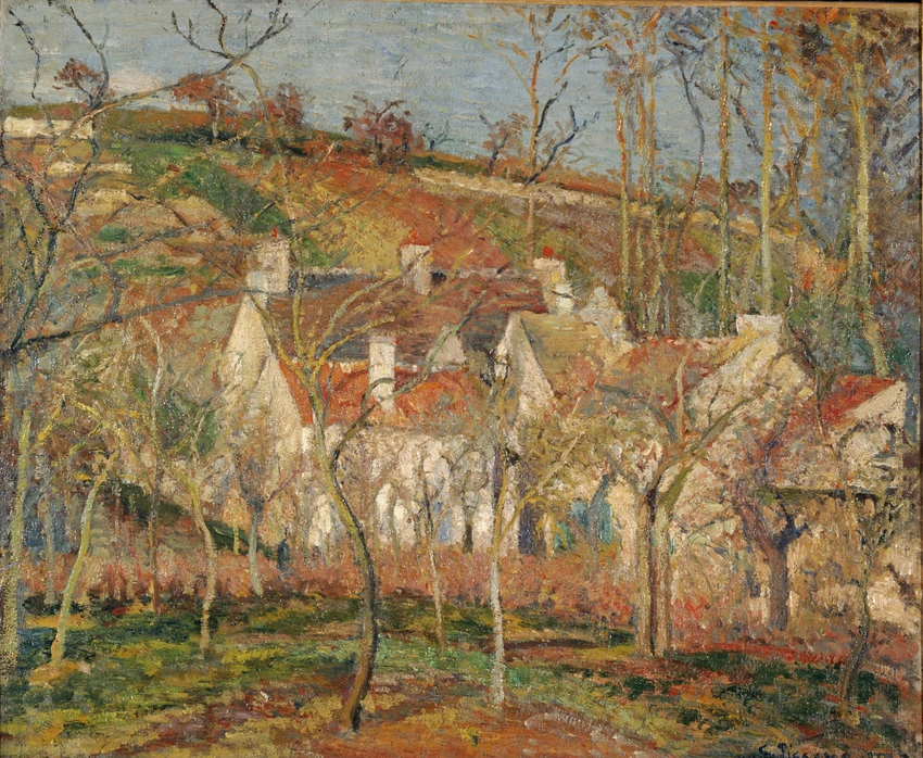 Les Toits rouges, coin de village, effet d'hiver - Camille Pissarro