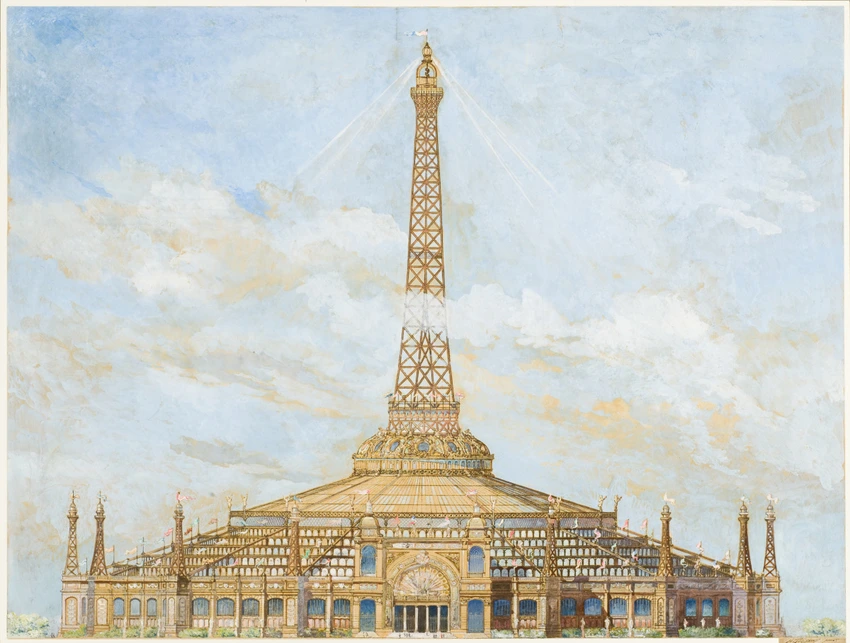 Projet d'habillage de la Tour Eiffel pour l'Exposition universelle de 1900, élévation - Henri Toussaint