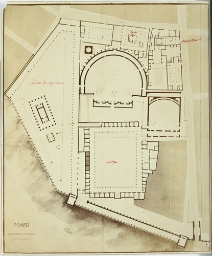 Pompéi, plan du quartier des théâtres - Pierre Lampue