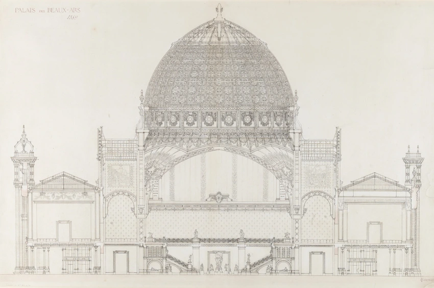 Projet pour l'Exposition universelle de 1889, état définitif de la coupe transversale du palais des Beaux-Arts - Jean-Camille Formigé