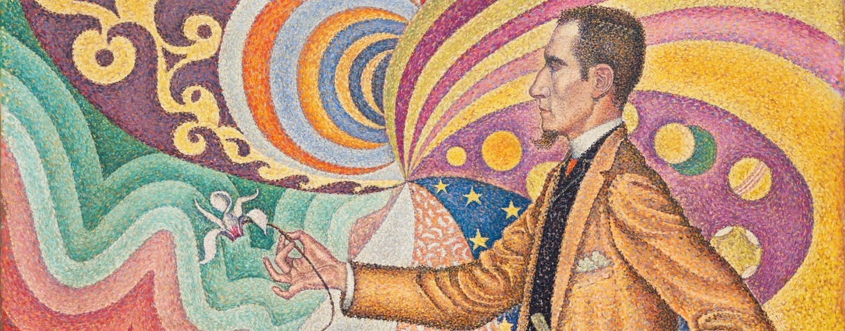 Portrait de Fénéon. Opus 217. Sur l'émail d'un fond rythmique de mesures et d'angles, de tons et de teintes, portrait de M. Félix Fénéon en 1890 (1890-1891), Paul Signac