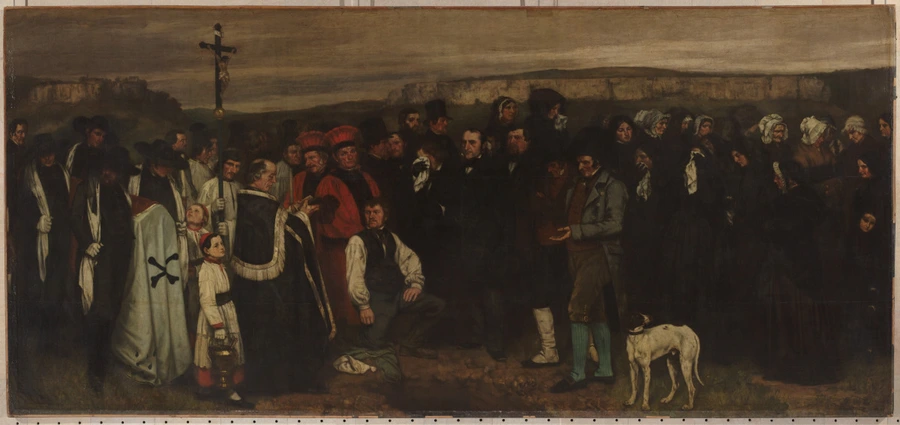tableau, Gustave Courbet, Un enterrement à Ornans, dit aussi Tableau de figures humaines, historique d'un enterrement à Ornans, entre 1849 et 1850