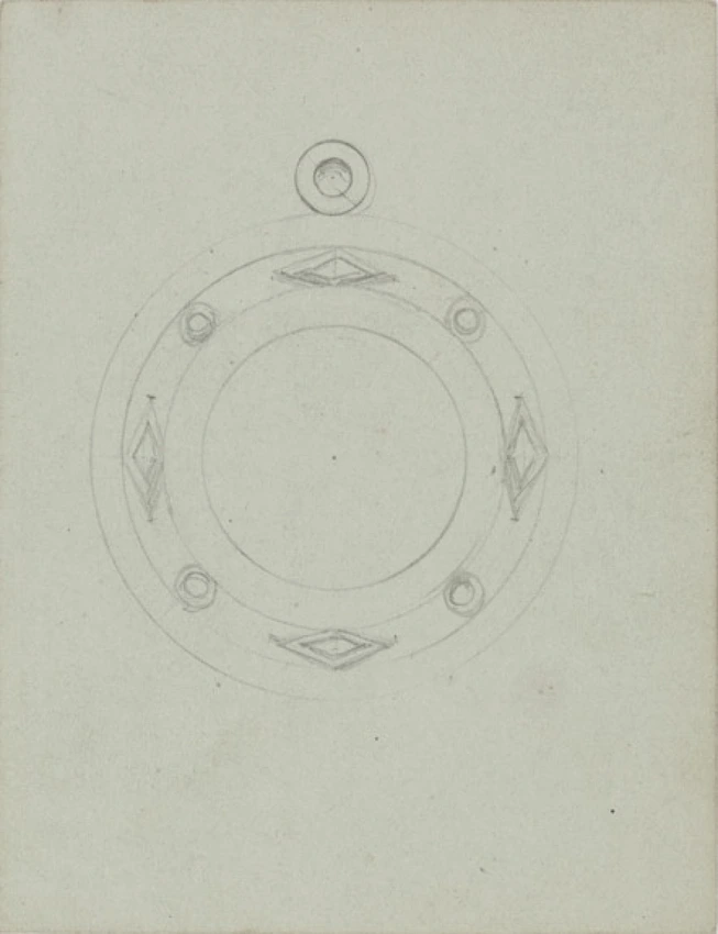 Modèle de médaille vierge à motif de triangles et cercles - Enguerrand du Suau de la Croix