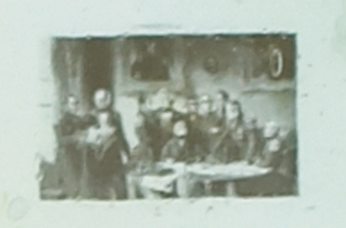 Photomicrographie représentant un tableau, portrait collectif d'environ cinq figures, 1856 - John Benjamin Dancer