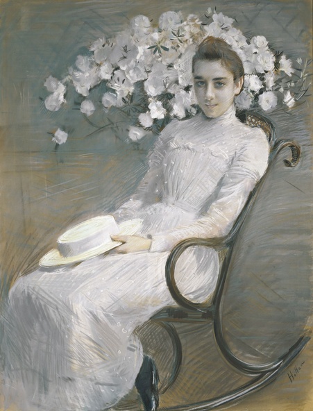 Paul-César Helleu-Jeune fille en blanc (portrait présumé de la princesse de Ligne)