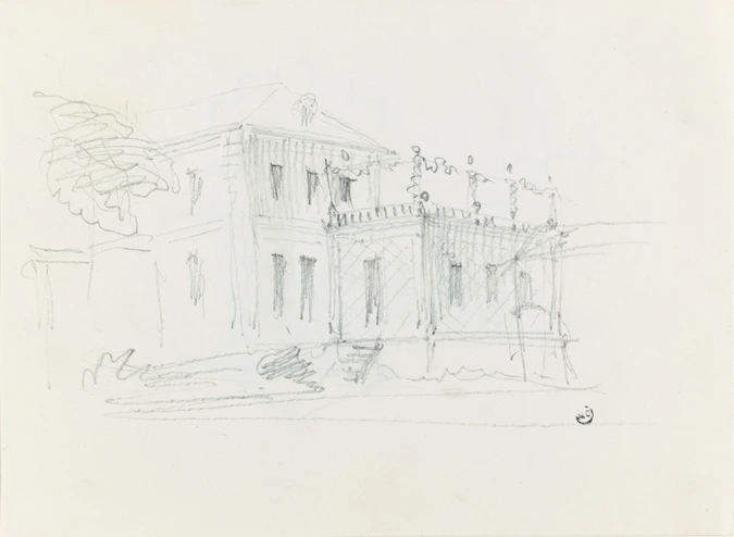 Maison de M. Davillier à Eaubonne, façade antérieure vue de trois quarts (recto) ; Façade latérale (verso) - Juste Lisch