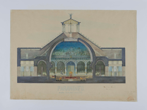 Projet d'auditorium universitaire. Coupe transversale, Antoni Gaudí (1852  1926)