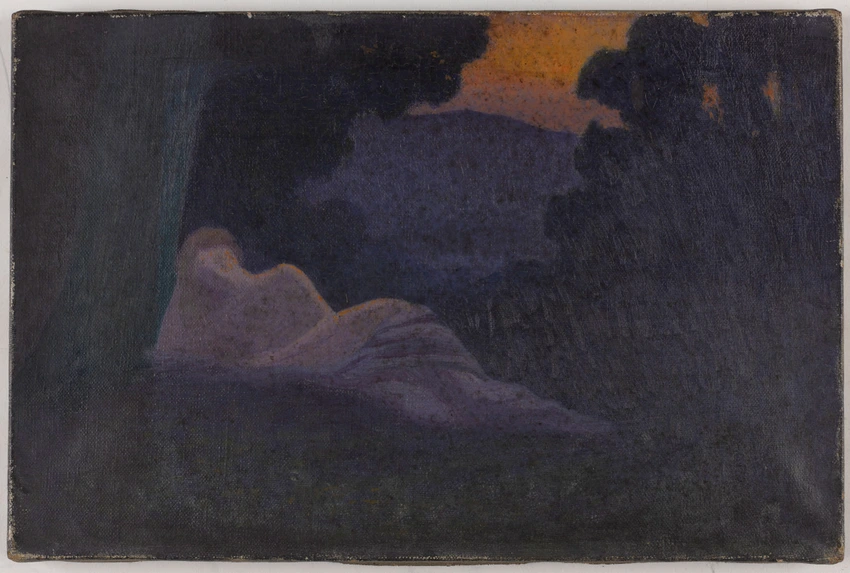 Femme couchée dans un paysage bleu - Alphonse Osbert