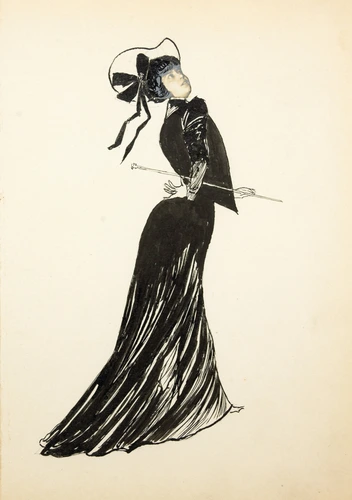 Madeleine Aubry en robe noire - Armand Pincourt