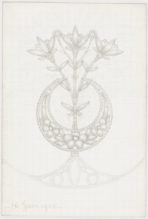 Parure à fleurs stylisées, et forme de croissant, végétal et floral - Enguerrand du Suau de la Croix
