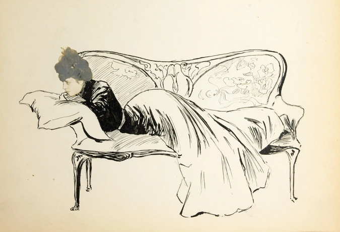 Madeleine Aubry allongée sur un divan - Armand Pincourt