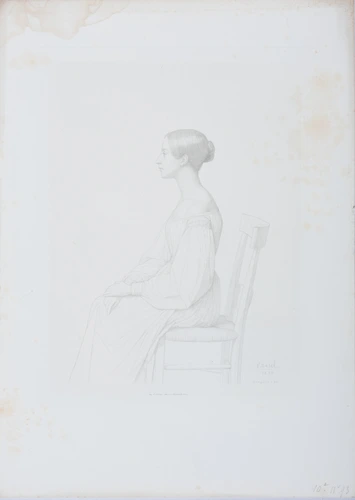 Portrait d'une jeune fille de profil assise sur une chaise - Victor