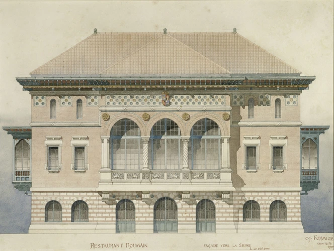 Projet pour l'Exposition universelle de 1900, restaurant roumain, façade sur la Seine - Jean-Camille Formigé