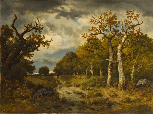 tableau, Narcisse Diaz de la Pena, Lisière de forêt, en 1871