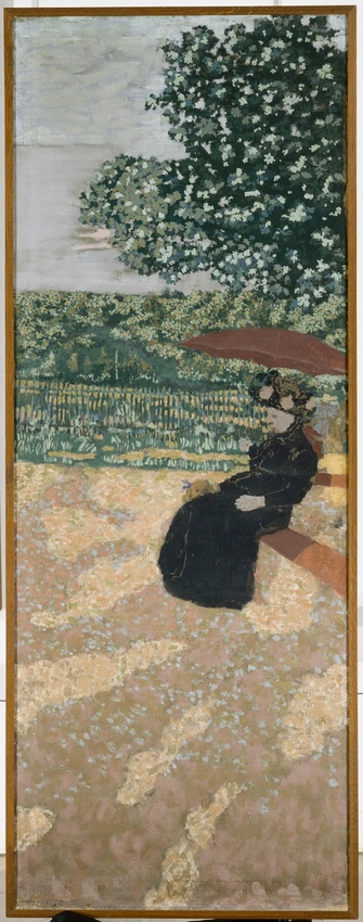 Jardins publics : la conversation, les nourrices, l'ombrelle rouge - Edouard Vuillard