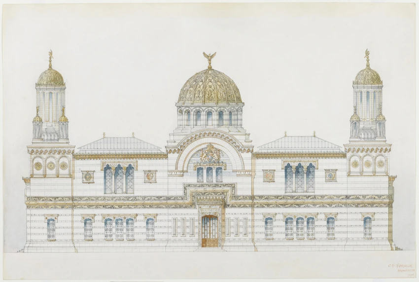 Projet pour l'Exposition universelle de 1900, pavillon roumain, élévation - Jean-Camille Formigé