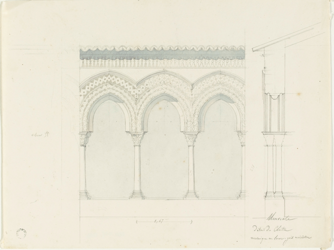 Monreale, cloître de l'église, détail des arcades - Alphonse Gosset