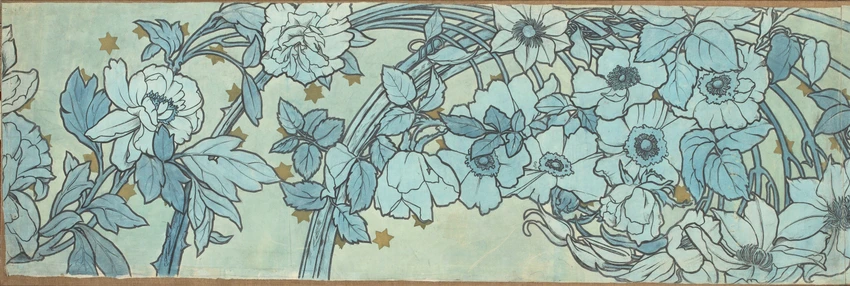 Fragments de frise décorant le pavillon de la Bosnie-Herzégovine à l'Exposition universelle de 1900 à Paris : fragment de la frise végétale - Alphonse Mucha