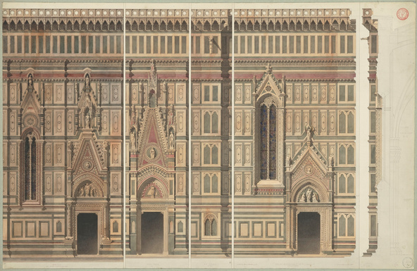 Eugène-Emmanuel Viollet-le-Duc-Quatre élévations et un profil de la cathédrale Sainte-Marie-des-fleurs de Florence