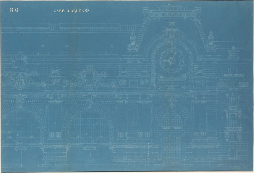 Gare d'Orsay, facade sur le quai d'Orsay, élévation partielle - Victor Laloux