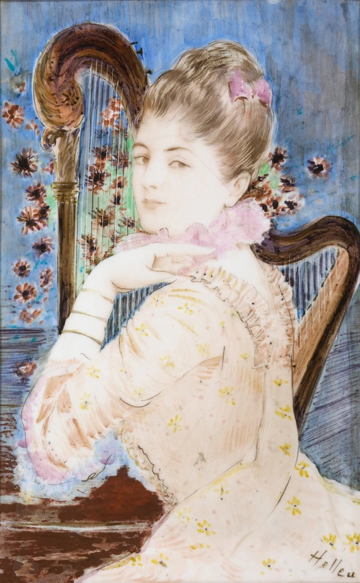 Jeune femme à la harpe - Théodore Deck