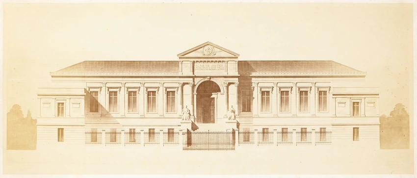 Dessin de la façade principale du Palais de Justice d'Agen - Marville
