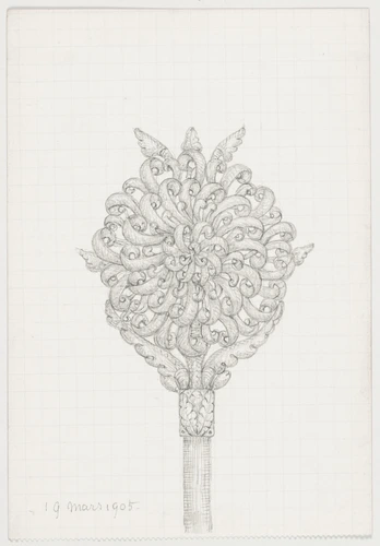 Epingle à chapeau ou chignon à motif floral et végétal stylisé et motif ailé - Enguerrand du Suau de la Croix