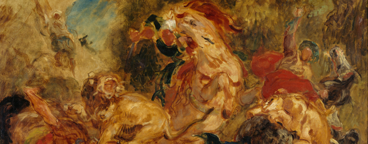 tableau, Eugène Delacroix, Chasse aux lions, en 1854