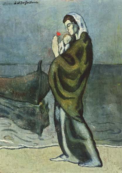 Pablo Picasso-Femme et enfant au bord de la mer