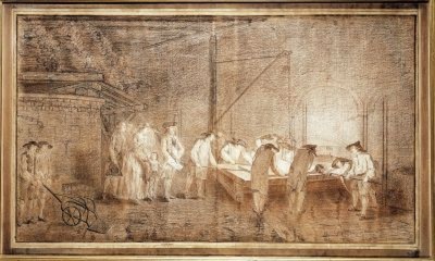 Anonyme-Coulée d'une glace à Saint-Gobain en présence du directeur Pierre Delaunay- Deslandes