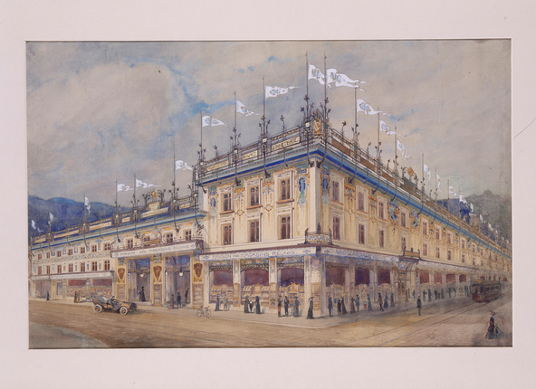 Joseph Hornecker-Les Magasins réunis à Epinal, projet de décor des façades