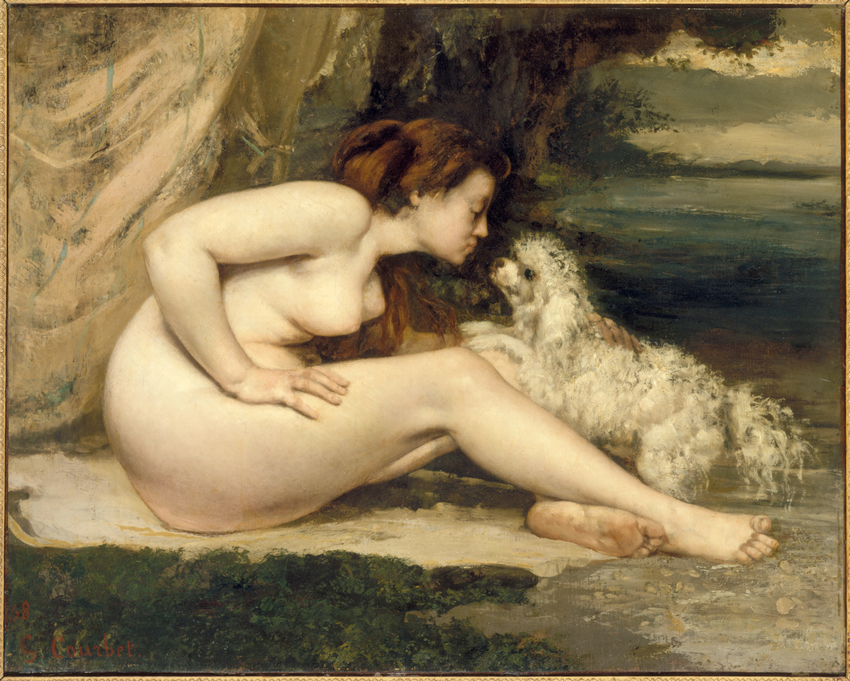 Femme nue au chien - Gustave Courbet