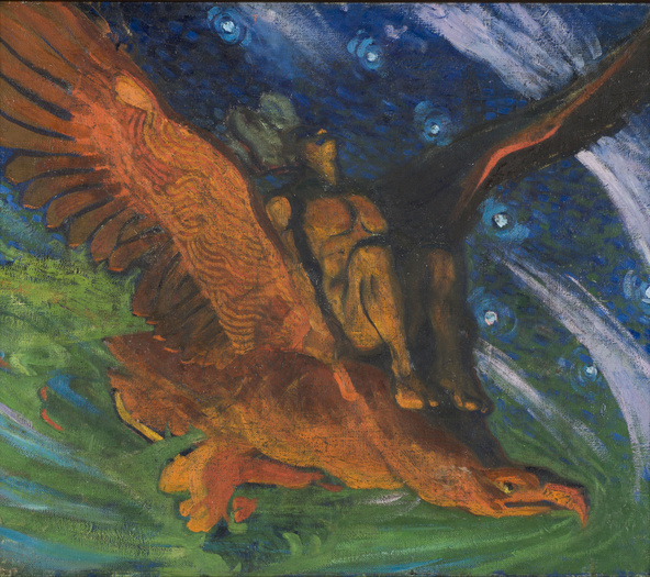 Oskar Kallis-Kalev sur le dos de l'aigle