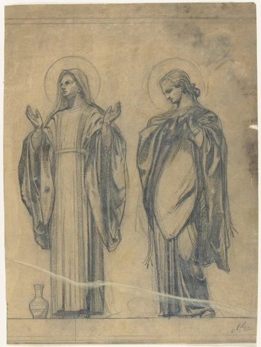 Paris, église Sainte-Marie-Madeleine, frise en mosaïque du choeur, étude pour sainte Marie-Jacobé et sainte Marie-Salomé - Charles Lameire