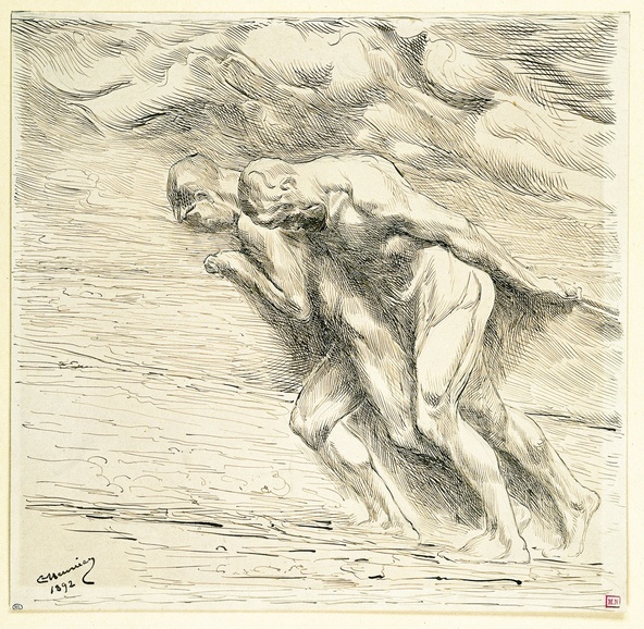 Constantin Meunier-Au Pays Noir : deux haleurs nus