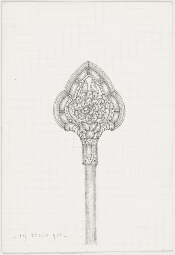 Epingle à chapeau ou chignon forme ogivale à motif floral et végétal stylisé - Enguerrand du Suau de la Croix