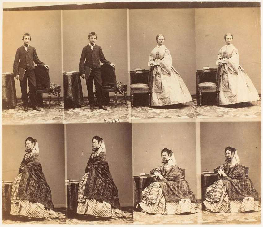 Prince et princesse Obolinska en huit poses, quatre d'une femme, deux d'une jeune fille et deux d'un garçon - André Adolphe Eugène Disdéri