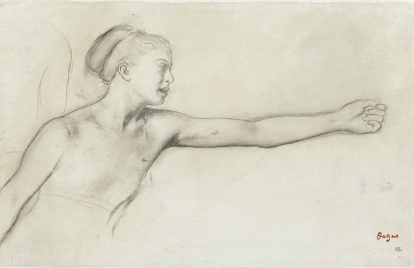 Edgar Degas-Jeune fille spartiate (vue à mi-corps, le bras tendu vers la droite)