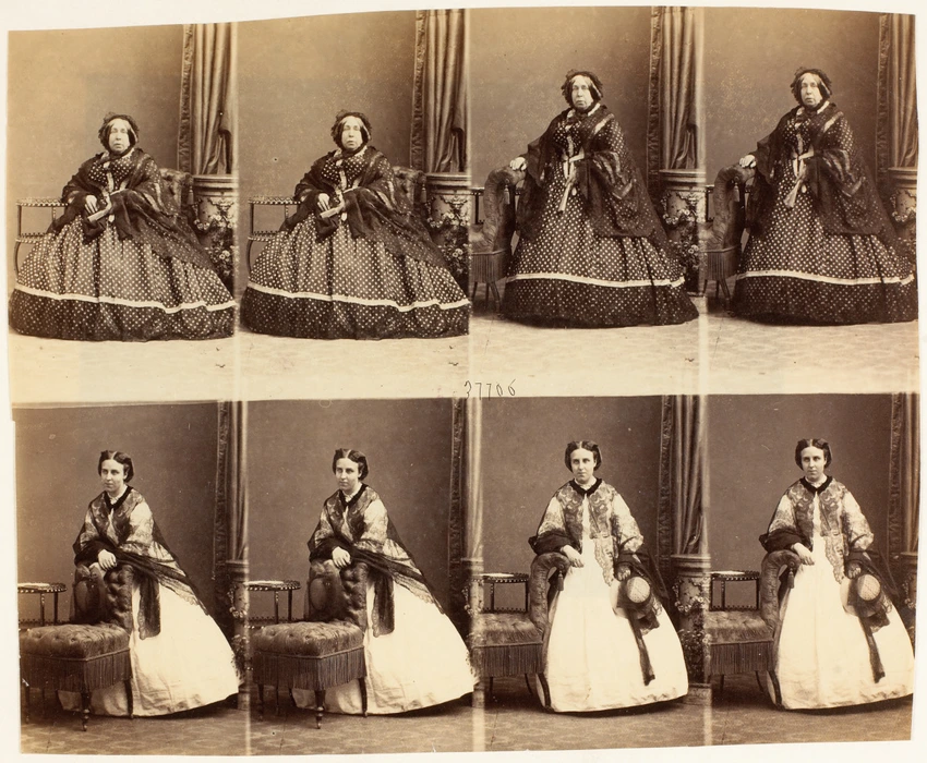 Mme Radcliffe et une jeune femme en huit poses, quatre madame, quatre une jeune fille - André Adolphe Eugène Disdéri