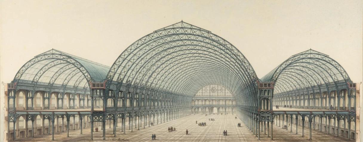 dessin, Max Berthelin, Palais de l'industrie, coupe transversale, en 1854