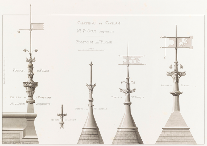 Cinq modèles de poinçons en plomb pour le château de la Forêterie et le château de Caylus - Maison Monduit