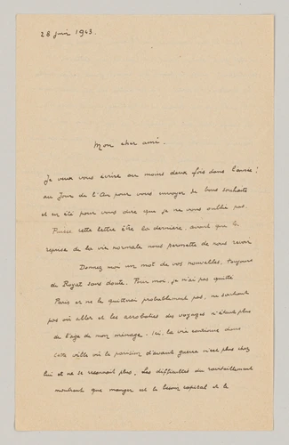 Lettre d'André Devambez à Paul Léon du 28 juin 1943 - André Devambez