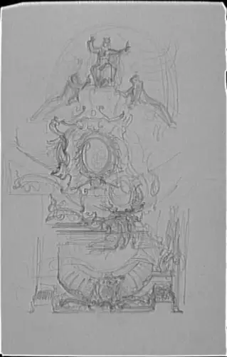 Croquis d'un arc plein cintre avec son couronnement (recto) ; Six croquis de cheval (verso) - Charles Lameire