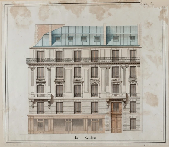 Propriété de Monsieur Dehaynin, 6 rue Cambon à Paris, élévation de la façade sur la rue Cambon - Jules Sassiat